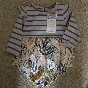 NWT Sz 12-18 months Ruffle Butts Walk in the Park & Stripe Flutter Bubble Romper